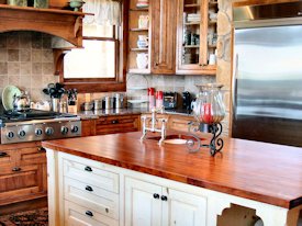 Mesquite edge grain island countertop.