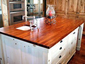 Mesquite edge grain island countertop.