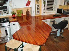 Mesquite edge grain peninsula countertop.