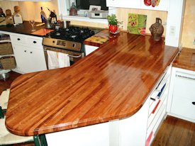 Mesquite edge grain peninsula countertop.