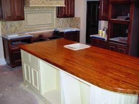 Mesquite edge grain island countertop.