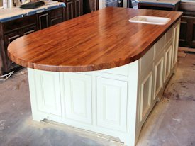 Mesquite edge grain island countertop.