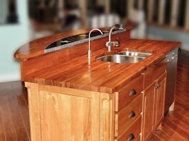 Mesquite edge grain island countertop.