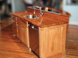 Mesquite edge grain island countertop.