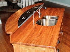 Mesquite edge grain island countertop.