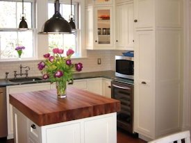 Mesquite edge grain island countertop.