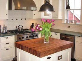 Mesquite edge grain island countertop.