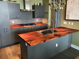 mesquite Wood Slab Floating Countertop