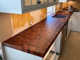 mesquite Wood Slab Floating Countertop