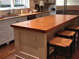 Pecan face grain custom wood countertop and island countertop.