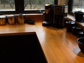 Pecan edge grain custom wood countertop.