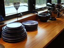 Pecan edge grain custom wood countertop.