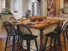 Pecan edge grain custom wood island countertop.