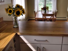 Pecan edge grain custom wood countertop.