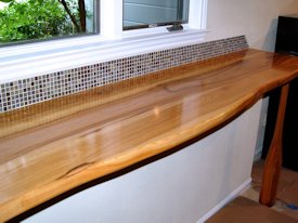 Pecan face grain custom wood bar top.