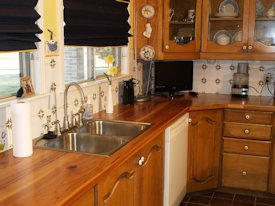 Pecan face grain custom wood countertop.