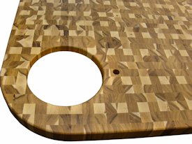 Pecan end grain grain custom wood island countertop.