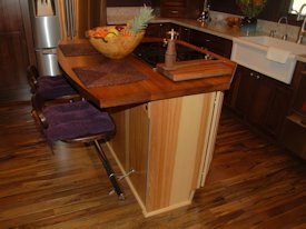 Pecan face grain grain custom wood island countertop.