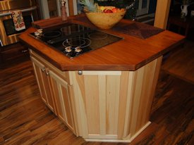 Pecan face grain grain custom wood island countertop.