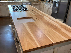 pecan Wood Slab Floating Countertop