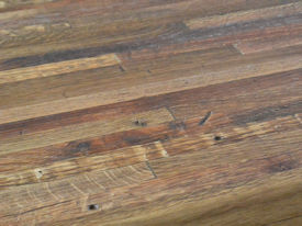 Reclaimed Boxcar Flooring edge grain wood island countertop with Tung-Oil finish.