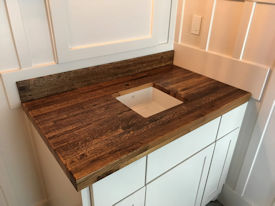 reclaimed-boxcar-flooring Wood Slab Floating Countertop