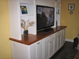 Reclaimed Longleaf Pine face grain custom wood counter top.