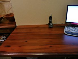 Reclaimed Redwood face grain custom wood desk top.