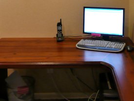 Reclaimed Redwood face grain custom wood desk top.