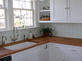 Reclaimed White Oak face grain custom wood countertop.