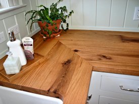 Reclaimed White Oak face grain custom wood countertop.