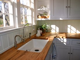 Reclaimed White Oak face grain custom wood countertop.