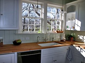 Reclaimed White Oak face grain custom wood countertop.