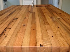 Reclaimed White Oak face grain custom wood island countertop.