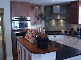 Red Oak edge grain custom wood countertop.