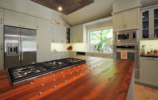 Custom Santos Mahogany Edge Grain Wood Island Countertop Santos Mahogany Wood Island Countertop