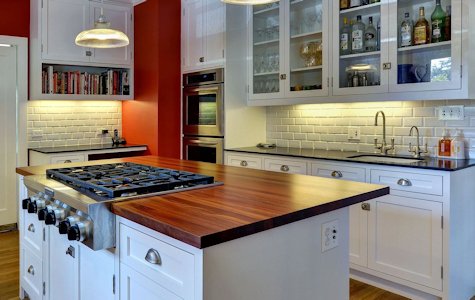 Santos Mahogany wood island countertop