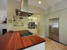 Santos Mahogany edge grain custom wood island top and countertop.