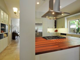 Santos Mahogany edge grain custom wood island top and countertop.