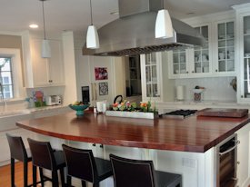 Santos Mahogany edge grain custom wood island top and countertop.