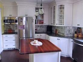 Santos Mahogany edge grain custom wood island top and countertop.