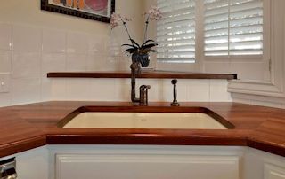 Edge Grain Sipo Mahogany Countertop with undermount sink and Waterlox finish