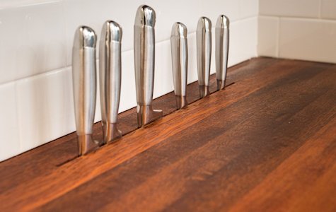 Sipo Mahogany Wood Countertop with Integrated Knife Slots