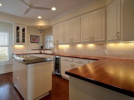 Sipo Mahogany edge grain custom wood countertop.