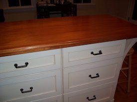 Sipo Mahogany face grain custom wood island countertop.