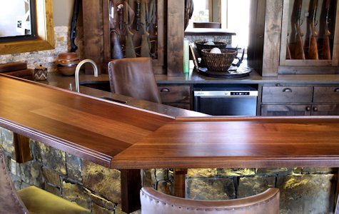 Slab Walnut Wood Bar Top with Mitre Joint