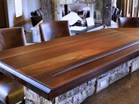 Slab Walnut face grain custom wood bar top.