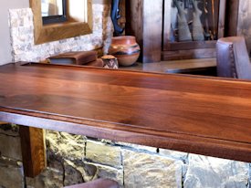 Slab Walnut face grain custom wood bar top.