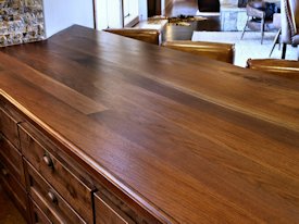 Slab Walnut face grain custom wood island top.