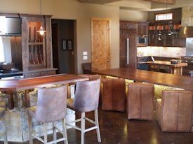 Slab Walnut face grain custom wood island top and bar top.